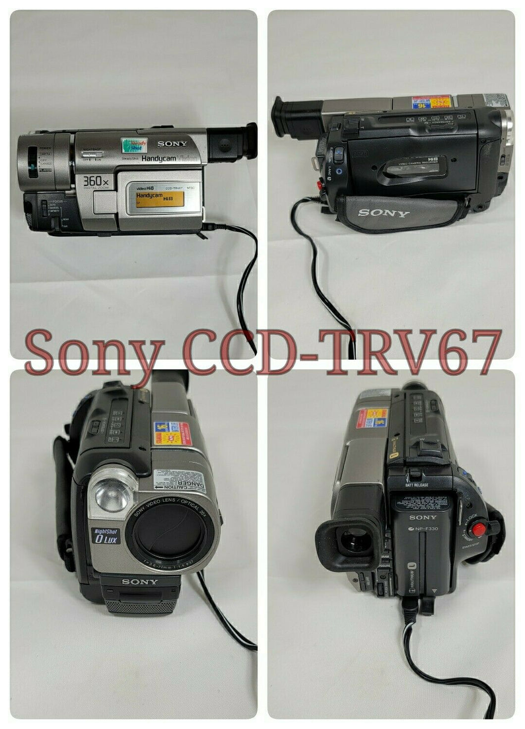 Sony CCD-TRV67 Hi8 heavy duty NTSC camcorder plays 8mm Hi8 analog tapes